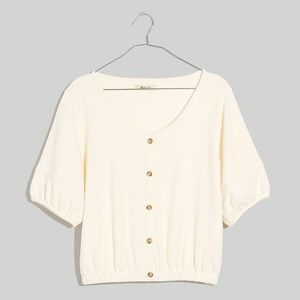 NWT Madewell Loop-Terry Button-Front Crop Top, Size Small